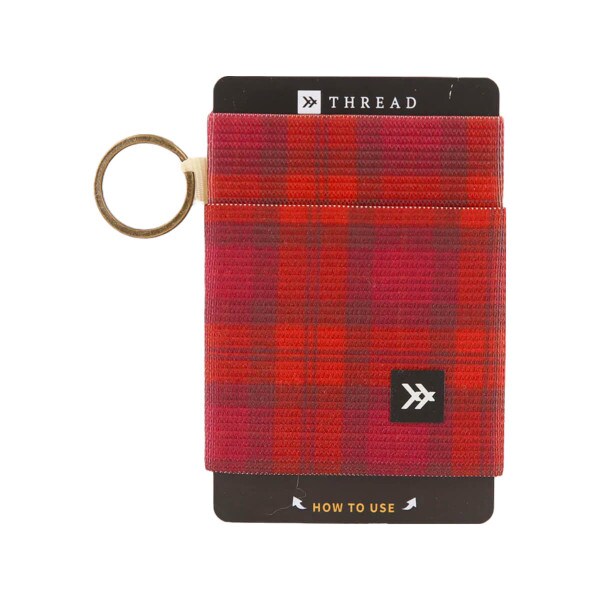 Red Plaid Thread Wallet Elastic